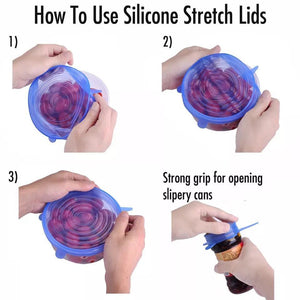6pcs Reusable Stretch & Fit - Silicone Stretch Lids
