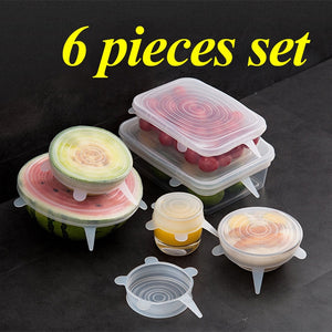 6pcs Reusable Stretch & Fit - Silicone Stretch Lids